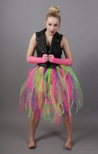 ADULT/CHILD FAIRY RAINBOW PUNK NET TUTU SKIRT - CHOOSE LENGTH + WAIST - UK MADE