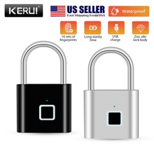 Waterproof Smart Fingerprint Door Lock Keyless Padlock Security USB Rechargeable