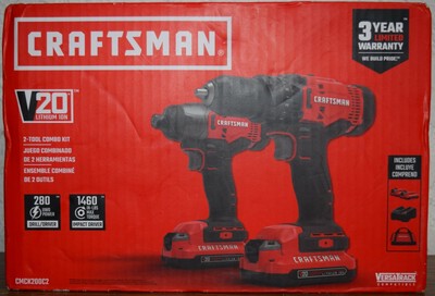 NEW/SEALED Craftsman CMCK200C2 V20 Cordless Drill 2 Tool Combo Kit