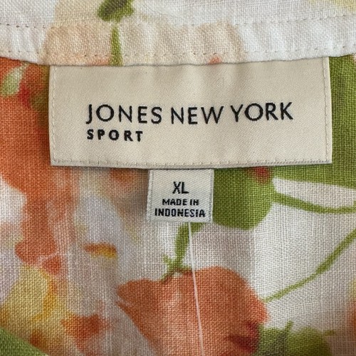Jones New York Sport Linen Womens Top Size XL Floral Button Tunic Long Sleeves - Picture 3 of 9