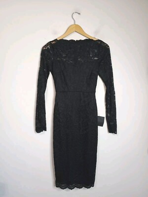 NEW Lulu's Margalo Black Lace Long Sleeve Bodycon Dress XS | eBay
