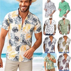 Herren Sommer Kurzarm Freizeithemd Aloha Tops Henley Hawaiihemd T Shirt Hemd Neu Ebay