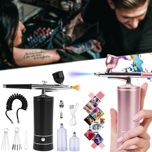 Portable Airbrush Compressor Dual Action Spray Gun Air Brush Tattoo Paint Tool - Picture 6 of 14