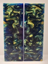 2 PCS COMPOSITE KNIFE HANDLE MATERIAL BLANK SCALES: GOLDEN MIDNIGHT 5557