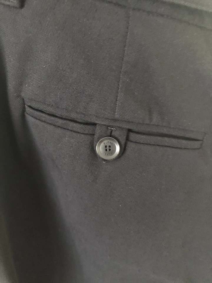 GUCCI Pantalones Ajustados Negro Elástico Algodón Cinturón Desmontable Bambú Hebilla Talla IT 46 Foto 3 de 4