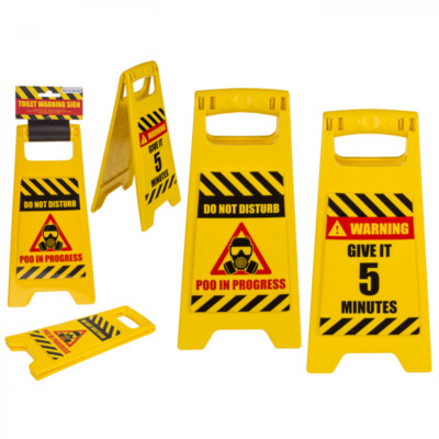 Toiletten-Warnschild Aufsteller:  Warning Poo in Progress Do not Disturb 24x12cm