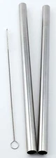 2 Stainless Steel Straws Big Straw Extra Wide 1/2" x 9.5" Long Thick FAT -