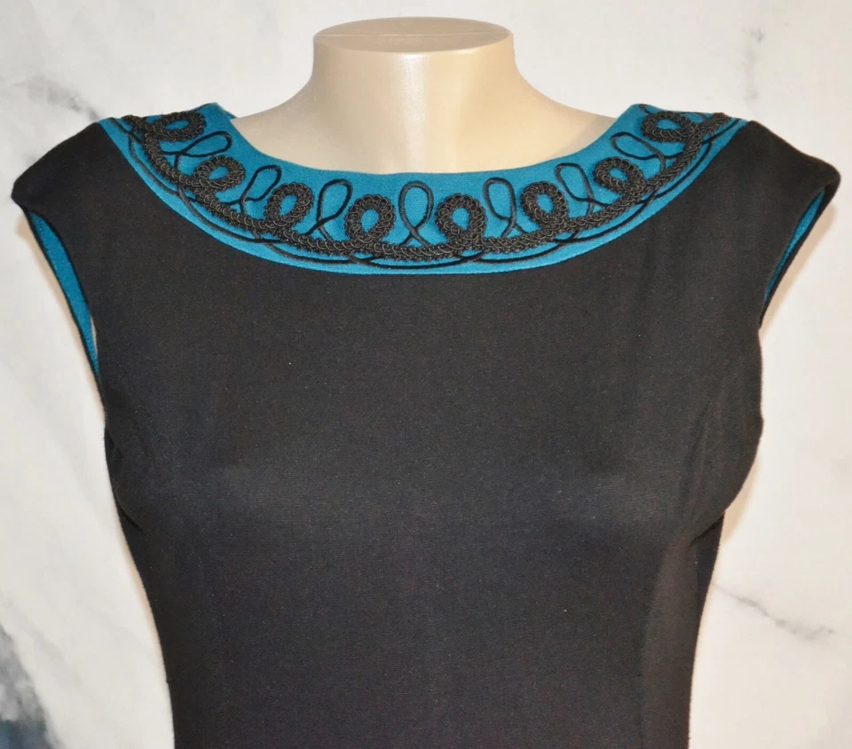 Vestido negro MAGGY LONDON PETITES 10P verde azulado mangas ligeras sin forro Foto 2 de 4