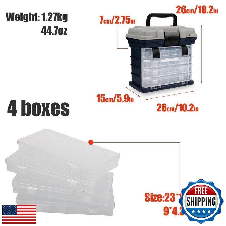 Caja de aparejos de pesca Sougayilang portátil 4 capas caja de pesca barco de mar pesca Foto 4 de 4