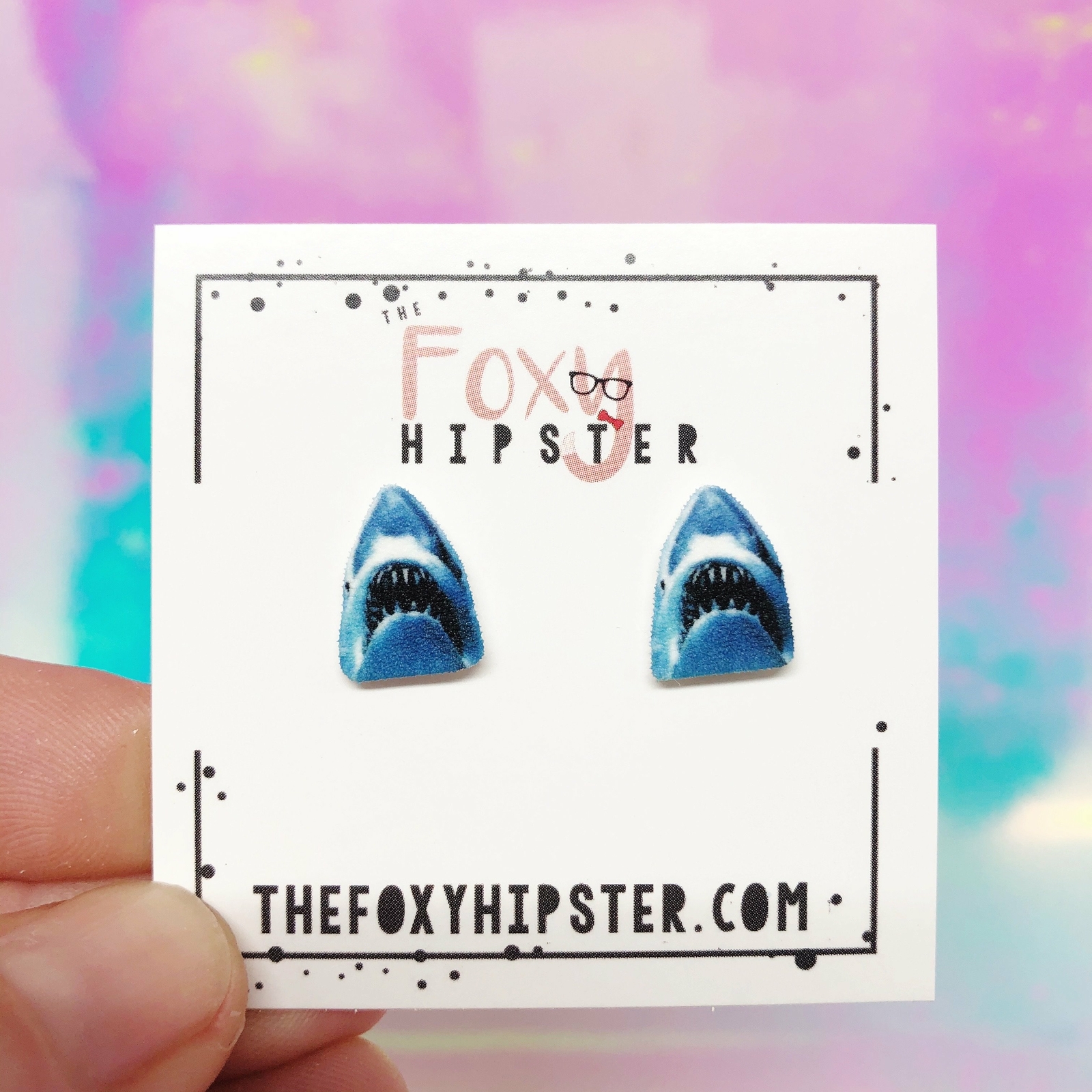 Jaws Shark Stud Earrings Inspired by Steven Spielberg Film-image