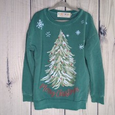Dot Dot Smile Size 5/6 Merry Christmas Tree Holiday Pullover Sweatshirt Green