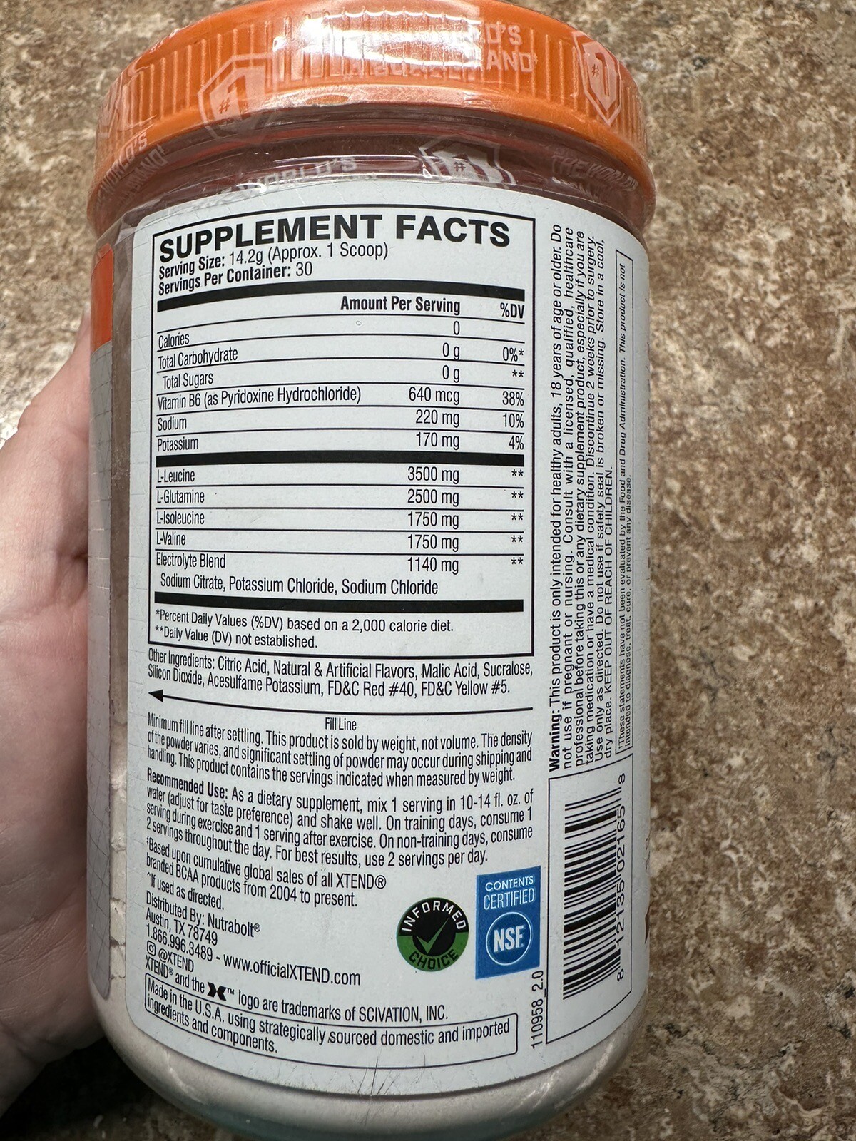 Scivation XTEND Original 7G BCAA Powder, 44.4oz Italian Blood Orange