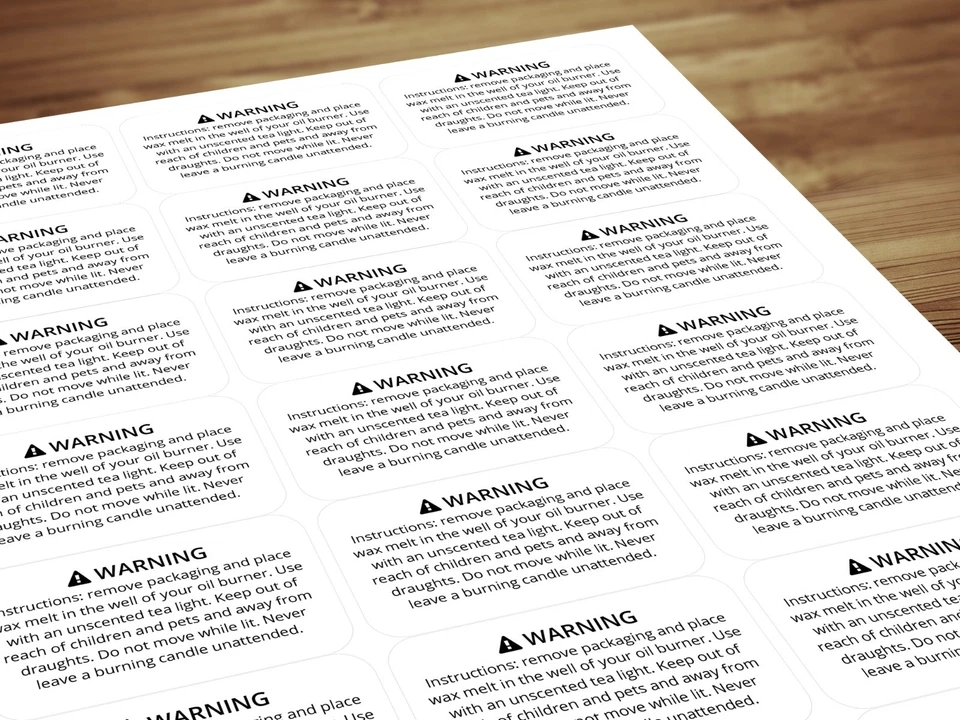 Wax Melt Safety Warning Labels / Stickers / Instructions / Law Requirements - Image 3 of 4