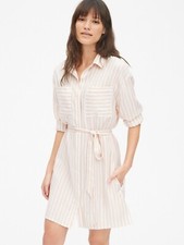 NWT Gap Stripe Patch Pocket Shirtdress, Neutral Stripe SIZE S      #468887 N0816