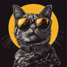 Wall Decal Sticker Cat with Sunglasses Wall Sticker 18X18cm Large