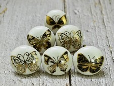 Butterfly Ceramic Door, Cabinet, Cupboard, Kitchen Knobs and Pulls,set of 6