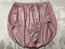Vtg HANES 100 Nylon Satin Lace Band 7/L Rose Sissy Panties 300