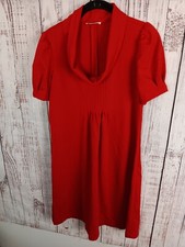 Calvin Klein Sheath Dress Women's Size 6 Red Knee Length Cowl Scoop Neck Pleats
