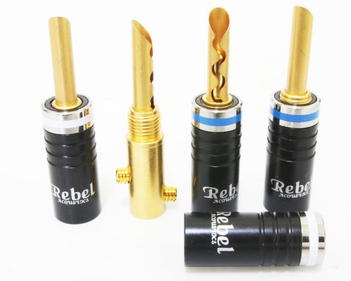 4 pz TROMBA waves banana rame oro altoparlante amplificatore spina cavo - Foto 2 di 5