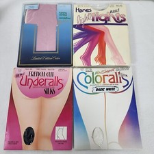 Vintage Lot 4 Pantyhose: Underall Silks/Coloralls/Hanes/Oleg Cassini Sz C-D