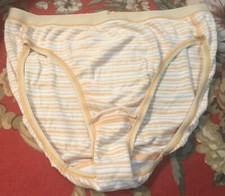 Vintage Victorias Secret Cotton High Leg Brief Panties Peach Stripe Med Classic