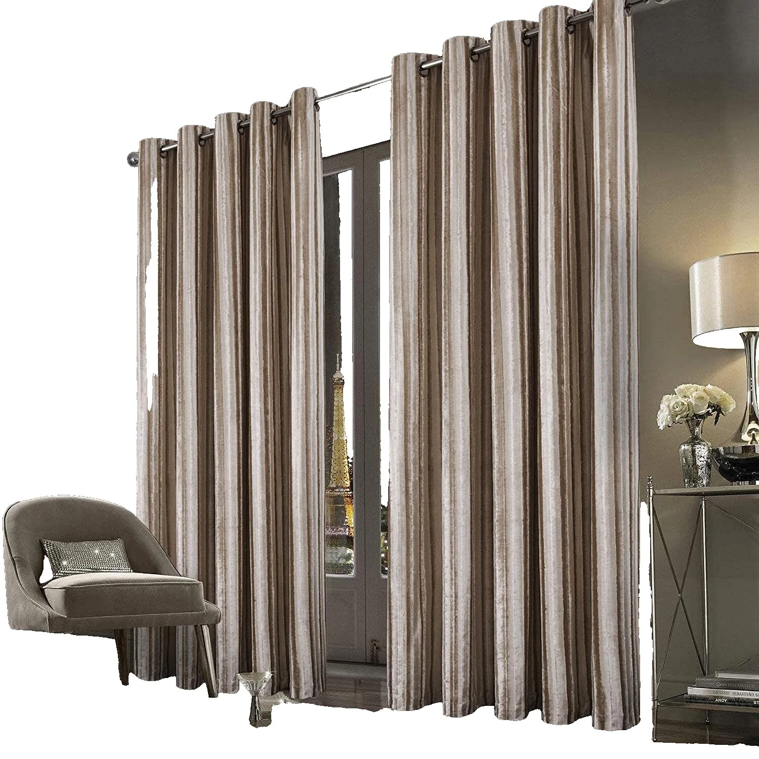 Cortinas de ventana de terciopelo Machacado