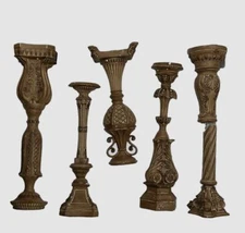 $298 Couture Lamps Brown 5 Piece Tuscan-Wash Candlestick Classic Candle Holder