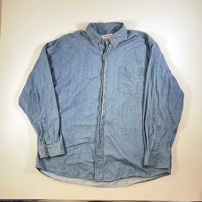 Aramark Button Down Shirt XL Mens Denim Jean Blue Pocket Outdoor Classic