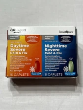 Amazon Daytime Nighttime Severe Cough & Cold Caplets - 48 Count - Exp 10/2025