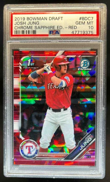 2019 Bowman Draft Sapphire Josh Jung Refractor 1st Red #3/5 PSA 10