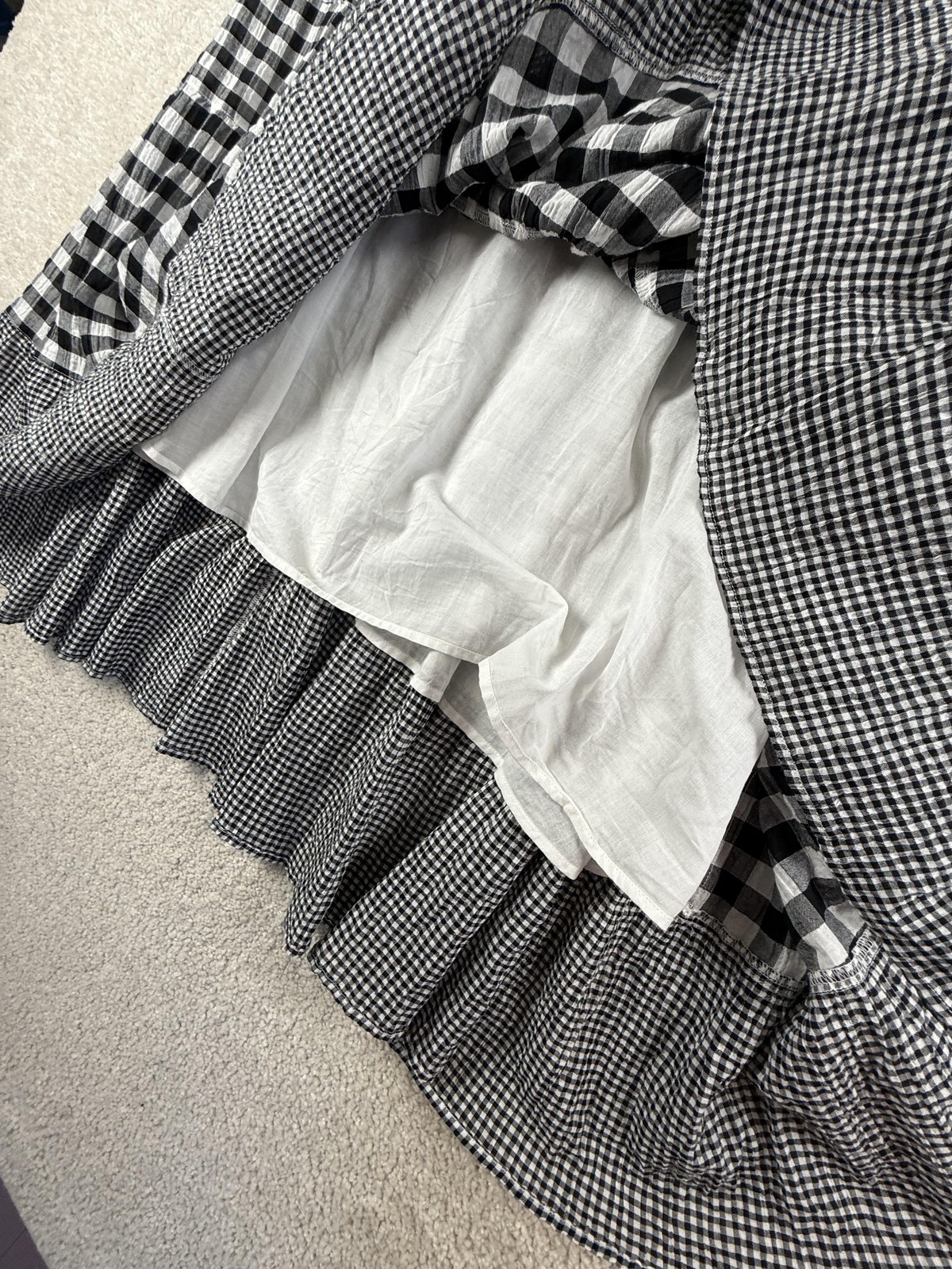 JW Anderson Uniqlo Dress Womens Large Gingham Sleeveless Tiered Summer Casual