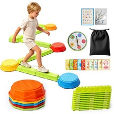 15PCS Balance Beams Stepping Stones for Kids Ages 3-5, Non-Slip Obstacle Course