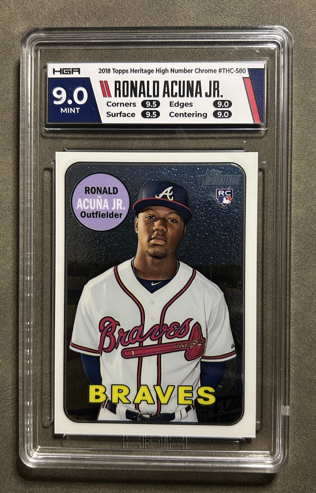 2018 Topps Heritage Chrome Ronald Acuna Jr RC #’d 718/ 999 Color Match MVP