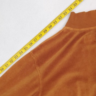 Stussy Track Jacket Mens Large Brown Tan Velour Quarter Zip