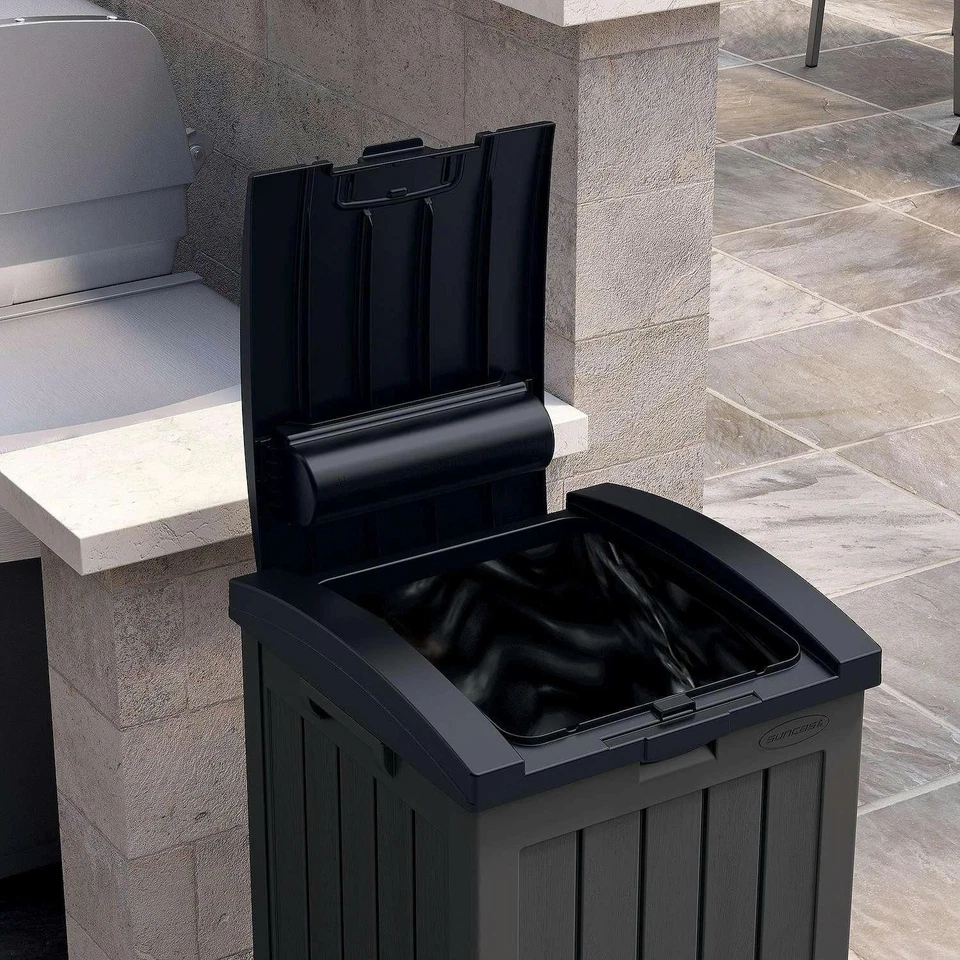 Suncast #GH3900. 39 Gallon Trash Hideaway Resin Garbage Can for Patio Deck Yard - Image 3 of 4