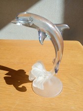 Kleiner Glas Delfin auf Ständer Ornament