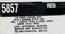 Alpha Wire 5857 #18awg M16878/4 Silver (SPC) PTFE 200C Hook-Up Wire Red /50ft