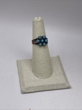 Vtg Native Navajo Signed Tu Sterling Silver Turquoise Ring Sz 6