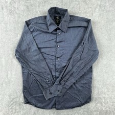 Calvin Klein Mens Medium Blue Black Striped Long Sleeve Button Up Casual Shirt
