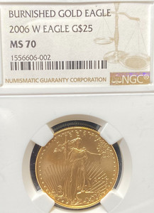 2006 W $25 BURNISHED 1/2 OZ AMERICAN GOLD EAGLE NGC MS70 NO RESERVE