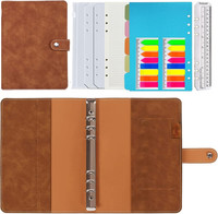 Leder Notizbuch Binder A5,PU Leder NachfüLlbares Notizbuch Ringbuch A5 Tagebuch