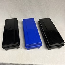 Vintage ALPHA 15, 24 Audio Cassette Tape Storage Boxes, 2-Black, 1-Blue