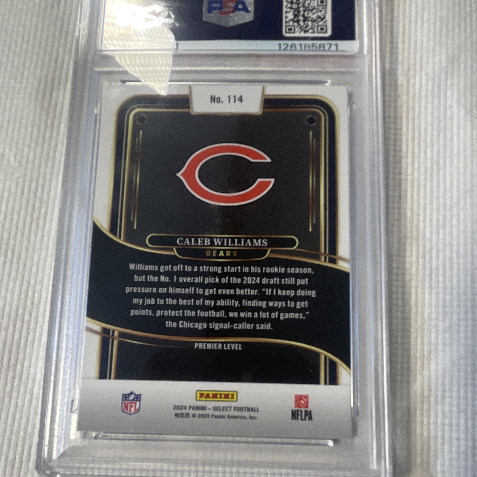 Panini 2024 Select Premier Level Caleb Williams Bears #114 RC PSA 10 GEM MT view 5