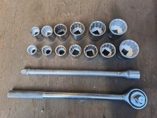 Britool 3/4 Drive Sockets Imperial & Metric x 13 + Ratchet & Extension Bar