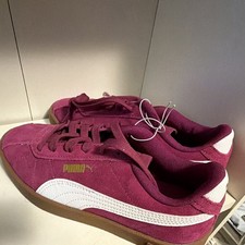 PUMA Suede Classic Unisex Kids Suede Low Top Lace Up Sneakers Pink/White 4