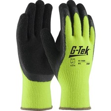 PIP G-Tek Hi-Vis Insulated Work Gloves, Crinkle Grip, Size Large