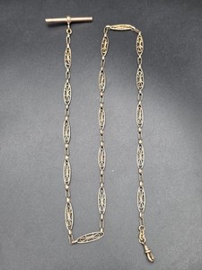 Authentic Antique Art Deco French Gold Plated Sautoir Pocket Watch Chain 65cm c1920s