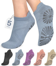 5 Pairs Pilates Socks for Women Non Slip Socks with Grips for Yoga Hospital Barr