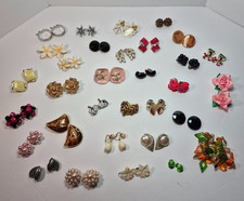 Vintage to Modern Clip On/ Screw Back Earrings Lot 32 Pairs Signed/Unsigned