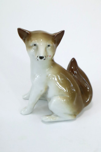 Vintage MCM Porcelain FOX or Dog Figurine 2-1/4"  Mid Century